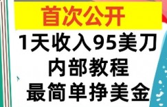 最简单挣美金项目，0门槛，1天收入95美刀，首次公开，全程(揭秘)