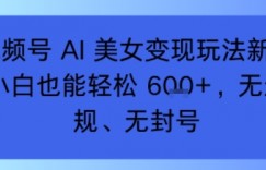 视频号 AI 美女变现玩法新手小白也能轻松6张，无违规、无封号