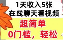 在线聊天看视频，1天收入5张，超简单，0门槛，轻松挣美刀