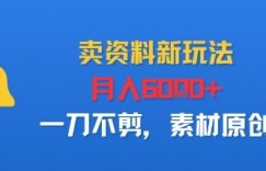 卖资料新玩法，月入6k+，一刀不剪，素材原创
