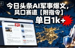 今日头条AI军事爆文，单日1k+，风口赛道【附指令】