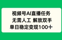 视频号AI直播任务，无需人工，解放双手，当天变现100+