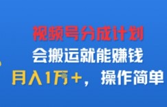 视项号分成计划会搬运就能賺米，月入1W+，操作简单
