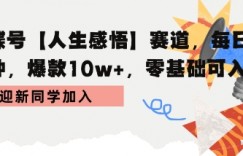 蝴蝶号人生感悟赛道，每日10分钟，爆款10w+，零基础可入