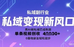 私域变现新风口：用AI做私域已成热潮，单条视频创收1k+，0基础副业轻松起步