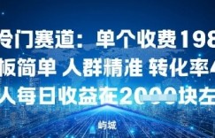 私域冷门赛道：单个收费198米引流模板简单人群精准转化率45%单人每日收益在1k+