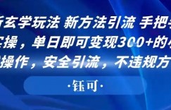 最新玄学玩法新方法引流手把手带你实操，单日即可变现3张+的小白式操作，安全引流，不违规方法