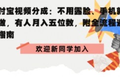 支付宝视频分成拆解：不用露脸、手机就能做，有人月入五位数，附全流程避坑指南