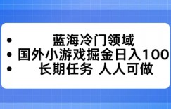 蓝海冷门领域，国外小游戏掘金日入100，长期任务人人可做【揭秘】