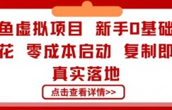 闲鱼虚拟项目，新手0基础賺零花，零成本启动，复制即用，真实落地