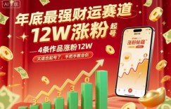 年底最强财运赛道，4条作品涨粉12W，太适合起号了，手把手教会你