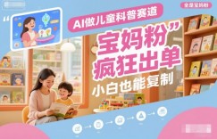 AI做儿童科普赛道，全是宝妈粉，橱窗疯狂出单，小白也能复制
