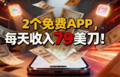 2个免费APP，轻松挣美刀，1天收入79刀，0门槛，当天就有收入