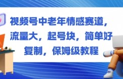 视频号中老年情感赛道，流量大，起号块，简单好复制，保姆级教程