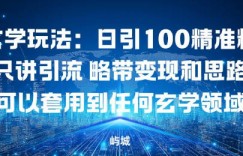 玄学玩法：日引100精准粉只讲引流略带变现和思路可以套用到任何玄学领域