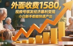 外面收费1580，视频号银发经济暴利变现，小白新手都能快速产出