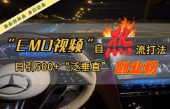 EMO自热流创业粉打法，三天起千粉号，单视频十万播放量，多账号矩阵日引精准引流500+