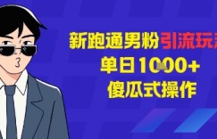 新跑通男粉引流玩法，单日1k+，傻瓜式操作