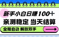 新手小白日入100＋，亲测稳定，当天开机当天賺，钱自动到账【揭秘】