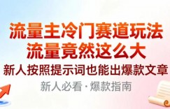 流量主冷门赛道玩法，流量竟然这么大，新人按照提示词也能出爆款文章