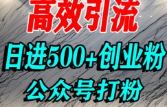 怎么引流创业粉？微信公众号纯搬运引流精准创业粉，日进500+精准流量