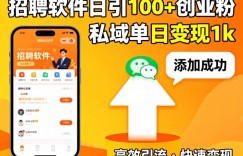 招聘软件打创业粉，日引100+，私域单日变现1k