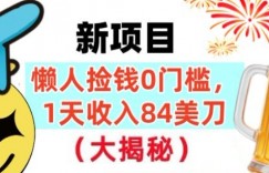 懒人捡钱的新项目，1天收入84美刀，超简单，0门槛，长久的被动收入