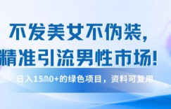 不发美女不伪装，精准引流男性市场！日入多张的绿色项目，资料可复用
