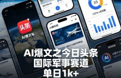AI爆文之今日头条，国际军事赛道，单日1k+