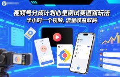 视频号分成计划心里测试赛道新玩法，半小时一个视频，流量收益双高