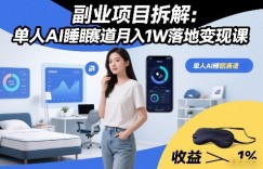 副业项目拆解：单人AI睡眠赛道月入1W落地变现课