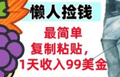 最简单复制粘贴，1天收入99美金，懒人捡钱挣美刀，3分钟学会