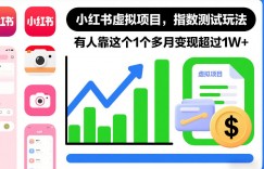 小红书虚拟项目，指数测试玩法，有人靠这个1个多月变现超过1W+