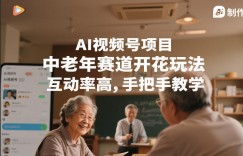 AI视频号项目，中老年赛道开花玩法，互动率高，手把手教学