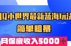 QQ小世界最新蓝海玩法，简单粗暴，月保底收入5000＋