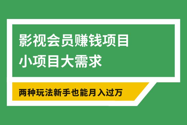 佐道超车暴富系列课9：影视会员赚钱项目，小项目大需求，两种玩法新手也能月入过万