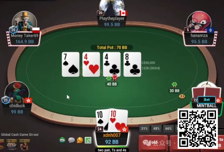 【EV扑克】牌局分析：3bet底池，小手对转牌如何处理？